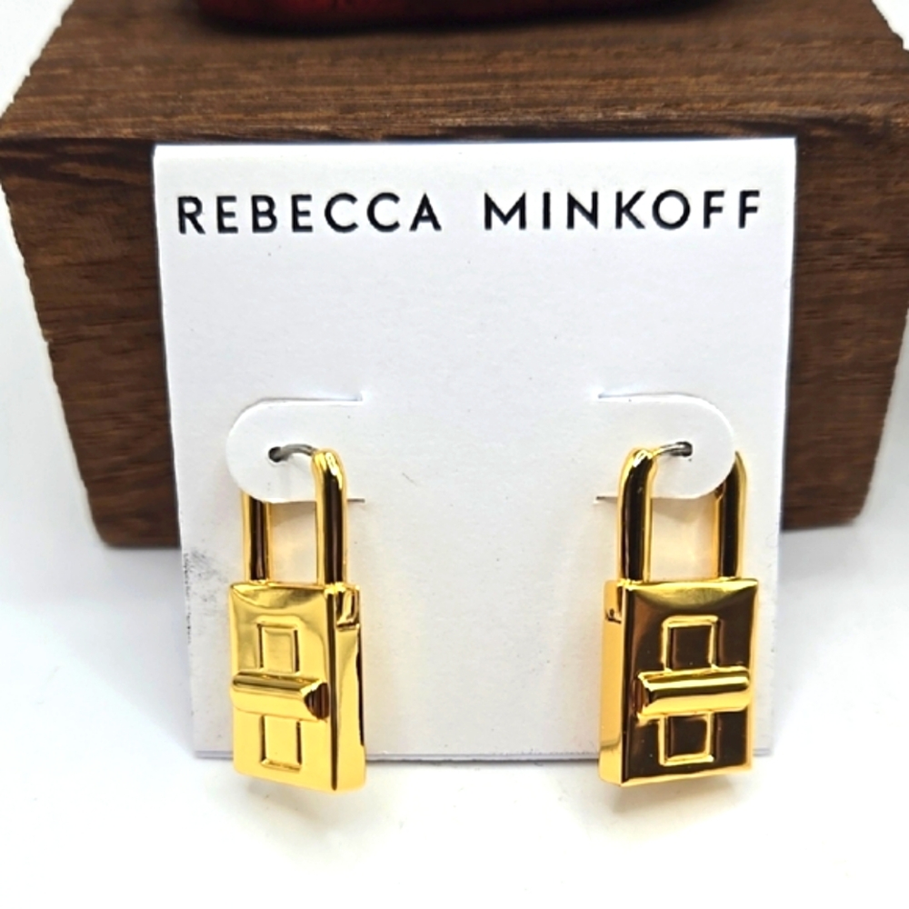 Rebecca Minkoff Gold Padlock Earrings